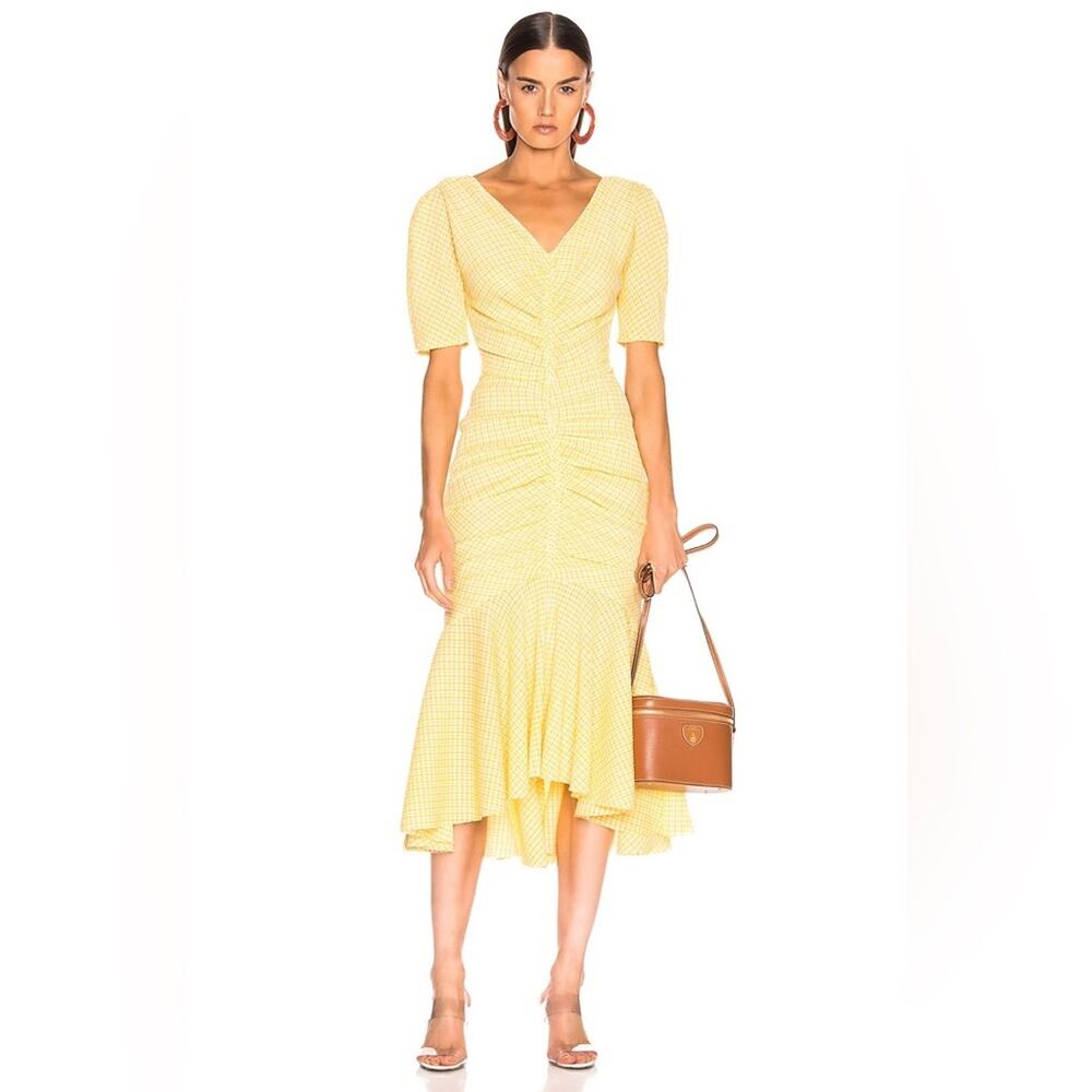 Staud Panier Dress Yellow Gingham
